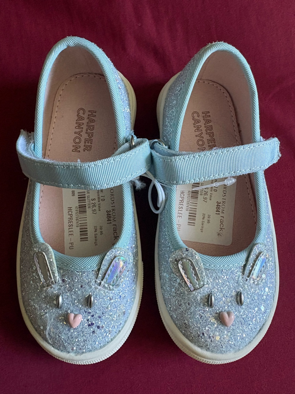 Harper Canyon Light Blue Glitter Bunny Mary Janes